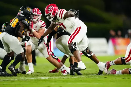 John Bragg block September 7, 2024 Louisiana @ Kennesaw State Football in Kennesaw, GA at Fifth Third Stadium. Final score Louisiana 34 Kennesaw State 10. Photo by Benjamin R. Massey/Ragin’ Cajun Athletics