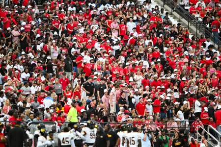 Student section August 31, 2024 Louisiana vs Grambling Football in Lafayette, LA at Cajun Field. Final score Louisiana 40 Grambling State 10. Photo by Benjamin R. Massey/Ragin’ Cajun Athletics