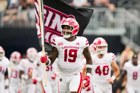 Cameron Whitfield Run out at Wake Forest September 28, 2024 Louisiana @ Wake Forest Football in Winston-Salem, NC at Allegacy Federal Credit Union Stadium. Final score Louisiana 41 Wake Forest 38. Photo by Benjamin R. Massey/Ragin’ Cajun Athletics