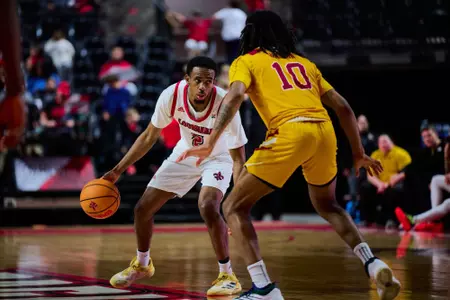 Kentrell Garnett dribbles the ball against ULM