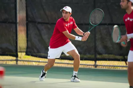 William Jade February 8, 2025 Louisiana vs. UT-Arlington Men’s Tennis at Cajun Courts in Lafayette, LA. Final score Louisiana 4 UTA 1. Photo by Benjamin R. Massey/Ragin’ Cajuns Athletics