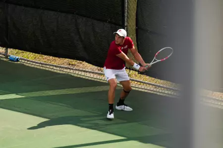 Vasil Dimitrov February 8, 2025 Louisiana vs. UT-Arlington Men’s Tennis at Cajun Courts in Lafayette, LA. Final score Louisiana 4 UTA 1. Photo by Benjamin R. Massey/Ragin’ Cajuns Athletics