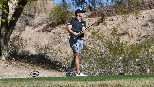 Kyle Bennett tees off in the second round of the Lake Las Vegas Invitational