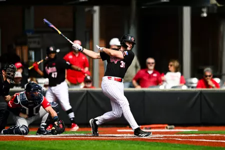 Conor Higgs at bat March 8, 2025 Louisiana vs Dallas Baptist Game 2 Baseball in Russo Park at M.L. "Tigue" Moore Field. Final Score Louisiana 6 DBU 10. Photo by Benjamin R. Massey/Ragin’ Cajuns Athletics