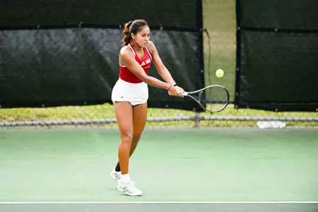 Jenaila Prulla March 11, 2025 Louisiana vs. Arkansas State Women’s Tennis at Cajun Courts in Lafayette, LA. Final score Louisiana 0 Arkansas State 4. Photo by Benjamin R. Massey/Ragin’ Cajuns Athletics