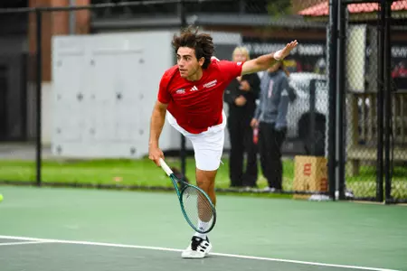 William Jade April 6, 2025 Louisiana vs. Troy Men’s Tennis at Cajun Courts in Lafayette, LA. Final score Louisiana 3 Troy 4. Photo by Benjamin R. Massey/Ragin’ Cajuns Athletics