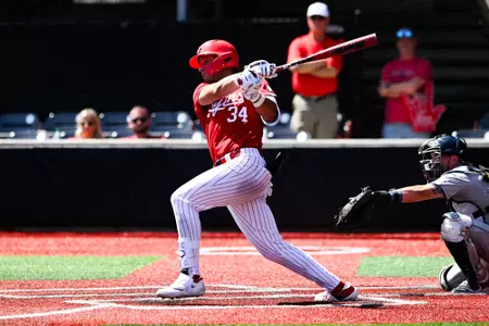 Luke Yuhasz at bat April 27, 2025 Louisiana vs Georgia Southern Game 3 Baseball in Russo Park at M.L. "Tigue" Moore Field. Final Score Louisiana 3 Georgia Southern 4. Photo by Benjamin R. Massey/Ragin’ Cajuns Athletics