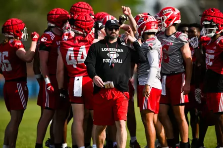 Michael Desormeaux during UL Football Spring Practice