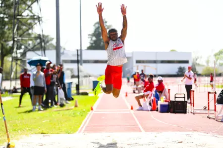 Men’s Triple Jump March 22, 2025 Track & Field Louisiana Classic Meet in Lafayette, LA at the Home Bank Track Facility. Photo by Benjamin R. Massey/Ragin’ Cajuns Athletics