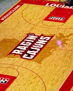 July 27, 2023 New floor for both the Men's and Women's Basketball is layed down for the first time in the Cajundome. Photo by Benjamin R. Massey/Ragin Cajun Athletics