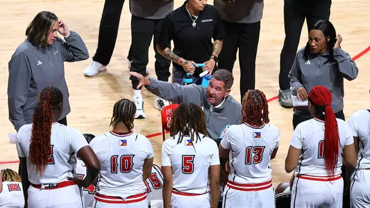 WBB Garry Brodhead Leading Discussion in Huddle vs. LSUA 10.22.26