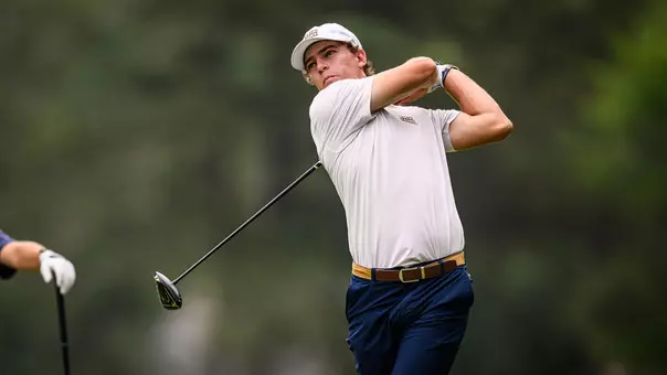 Jean Louis du Plessis hits a drive during the final round of the SBC Men's Golf Championships in Madison, Miss.