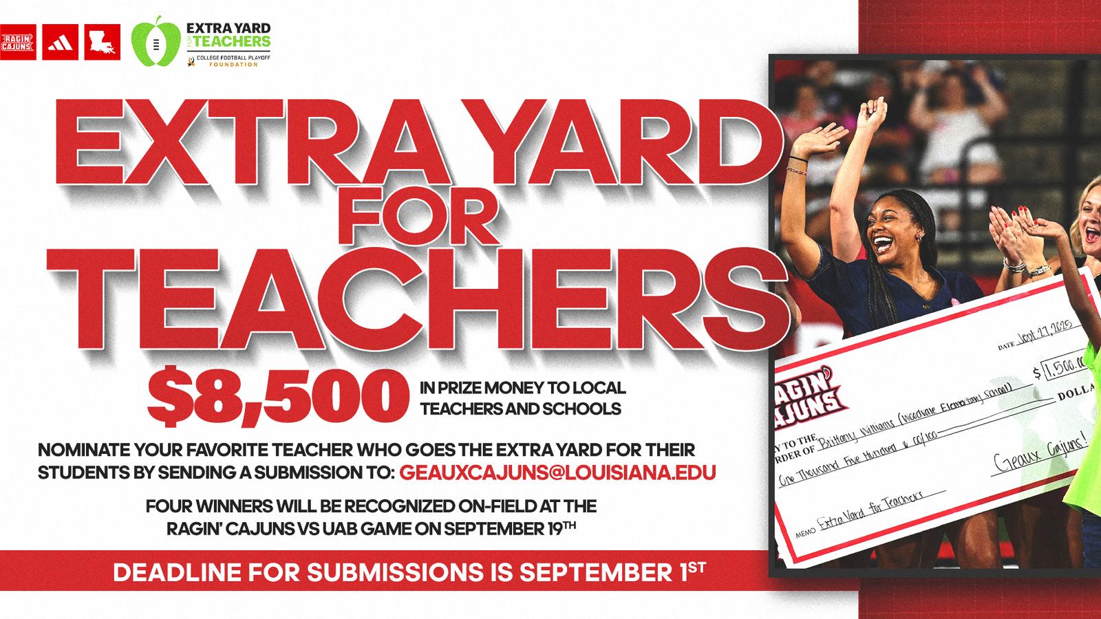 Extra Yard For Teachers Initiative Graphic Recognizing Teachers who go the extra yard