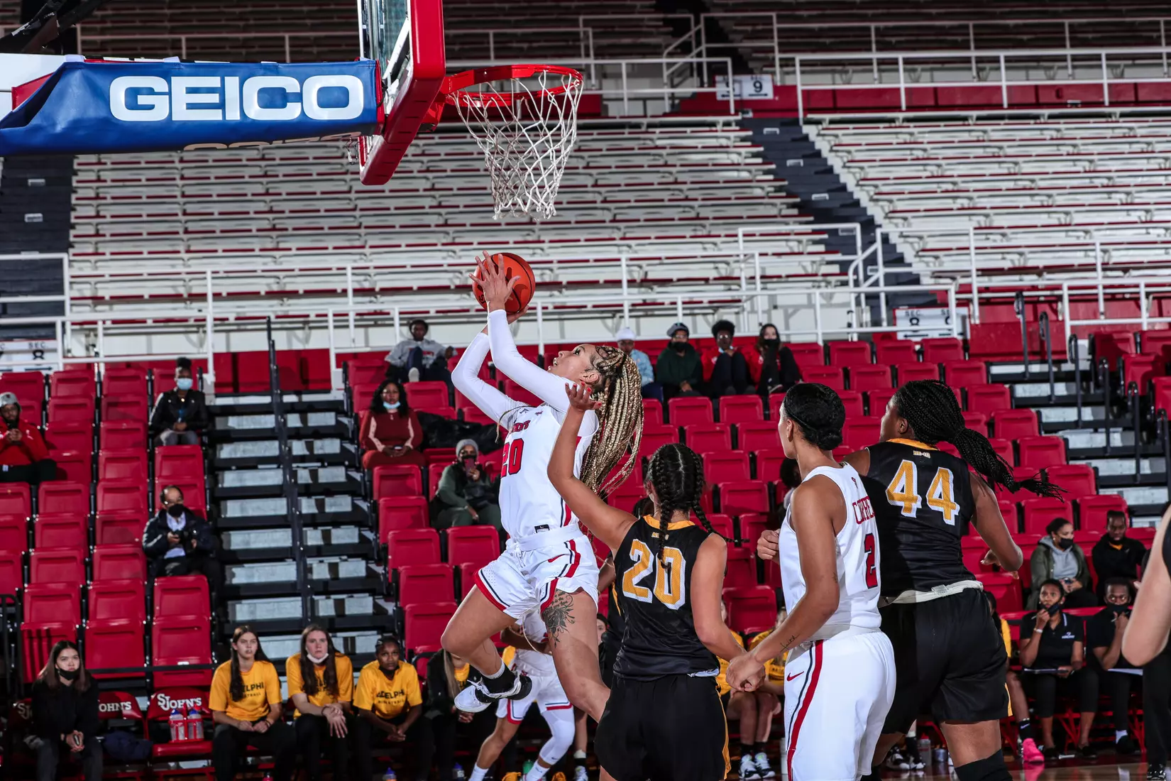 The St. John's women's basketball team defeated Adelphi, 93-58, in exhibition action.