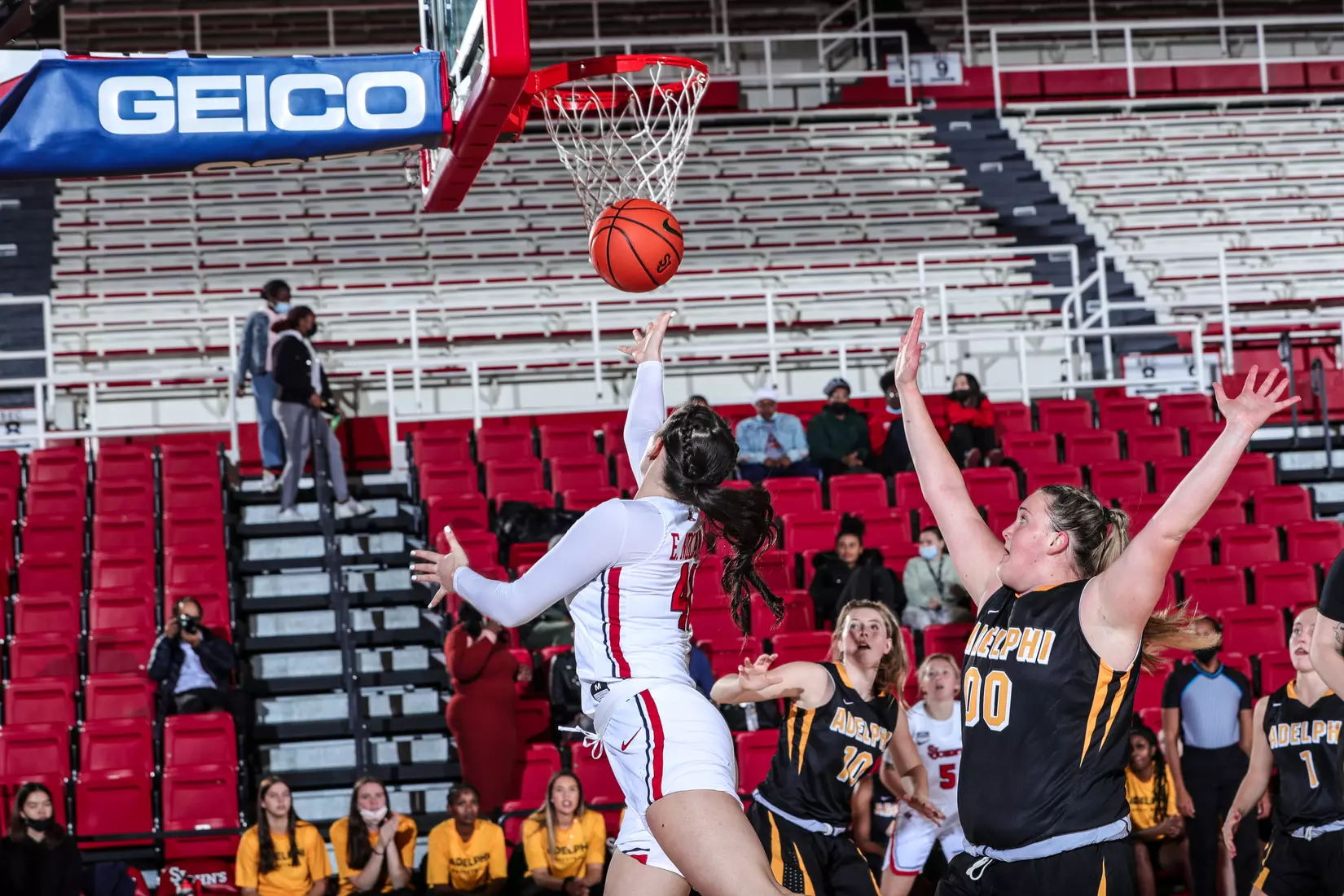 The St. John's women's basketball team defeated Adelphi, 93-58, in exhibition action.
