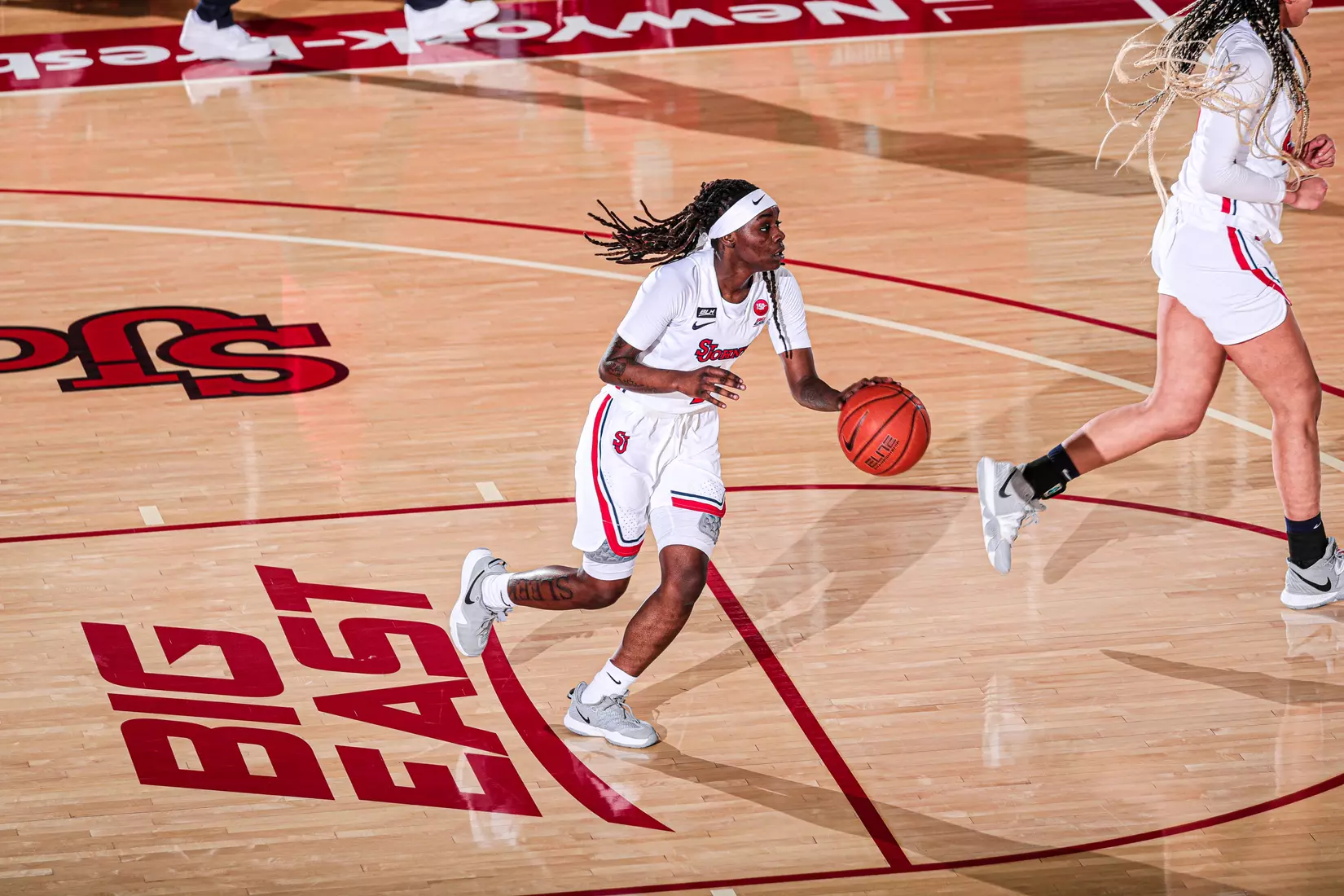 Drake gets a rebound and takes the ball up the floor