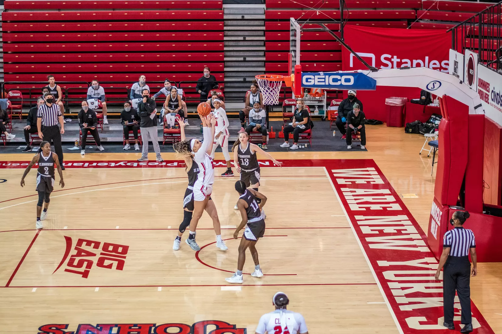 Rayven Peeples sinks a floater, picking up two points for the Red Storm.