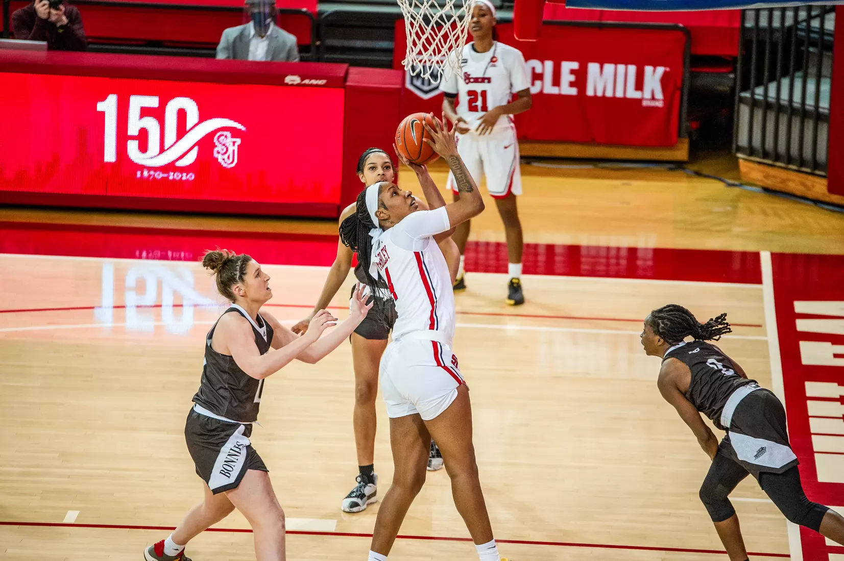 Raven Farley drives down the lane and picks up an easy two points.