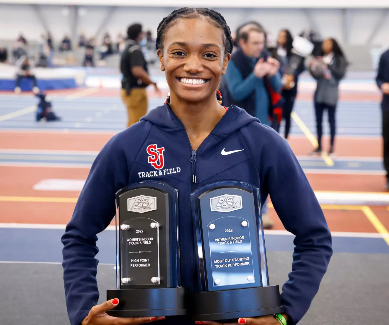 Leah Anderson broke two BIG EAST records and was named the conference's most outstanding and high point performer.
