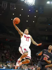 Sophomore guard D'Angelo Harrison averages 20.2 points in road games, helping the Red Storm to a 3-2 away record (2-1 in conference).