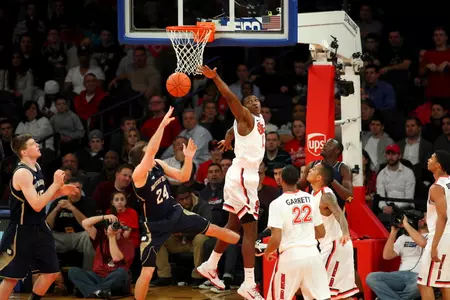 National blocks leader Chris Obekpa (right) and the Red Storm will go four their fifth-straight win on Wednesday.