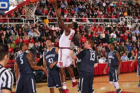 Sophomore Chris Obekpa blocked a team-best nine shots in the Red Storm's 64-54 win against Monmouth.