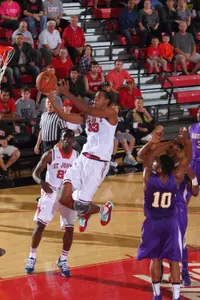 Senior Orlando Sanchez made an impact in his 'unofficial debut,' scoring nine points with a game-high 10 boards (four offensive) with four assists and four steals.