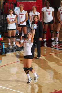 Sophomore setter Deniz Mutlugil recorded her third double-double with 46 assists and 10 digs.