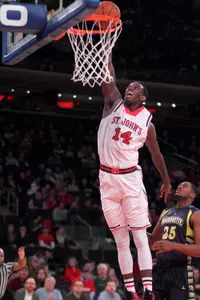 Sophomore JaKarr Sampson slammed home one of his three buckets of the night in a 74-59 win over Marquette.