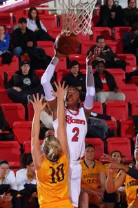 Amber Thompson finished with her seventh double-double of the season.