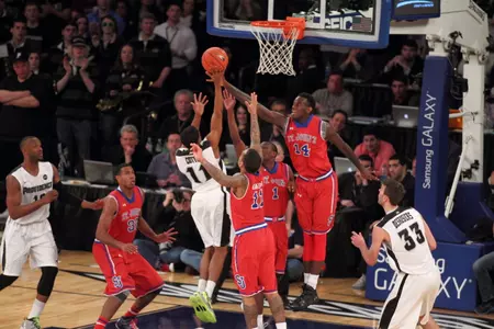 Sophomore forward JaKarr Sampson blocks a shot in Thursday's BIG EAST Quarterfinals against Providence.
