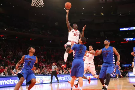 Junior guard/forward Sir'Dominic Pointer went 9-of-10 from the free throw line in the Red Storm's 72-64 win over DePaul.