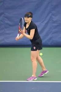 Senior Diamond Adams now owns 34 career singles wins after her victory at fourth singles against Villanova.