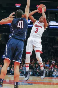 Junior guard Aliyyah Handford scored a team-high 20 points to go with eight rebounds in Sunday's loss to No. 2 UConn in the Maggie Dixon Classic.