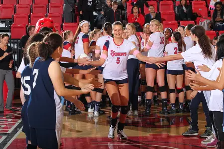 Senior Karin Palgutova became St. John's all-time leader in kills over the weekend.
