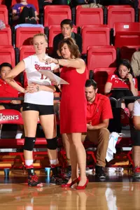 Senior Aleksandra Wachowicz led the Red Storm in attacking percentage (.266) and aces (39) last season.