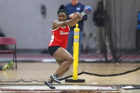 Senior Natasha Amazan set a new BIG EAST leader in the shot put at Sunday's Coach Omeltchenko Invitational in Kings Point, N.Y.