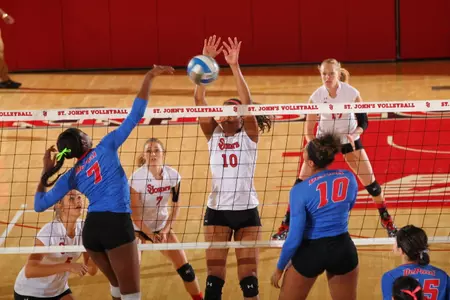 Briana Guzman led the Red Storm in blocks per set (0.93) last season.