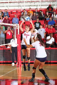 Senior setter Deniz Mutlugil finished with 31 assists and a career-high 13 digs.