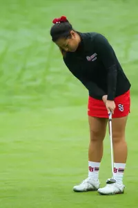 Anna Kim trails the overall leader by two strokes.