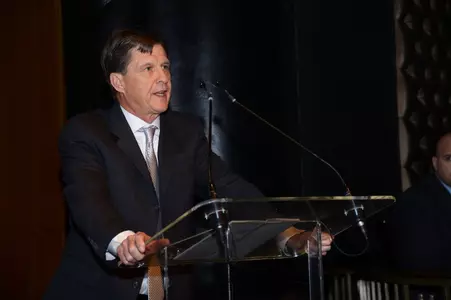 Ed Blankmeyer speaks at the ninth annual Baseball Bullpen Winter Banquet.
