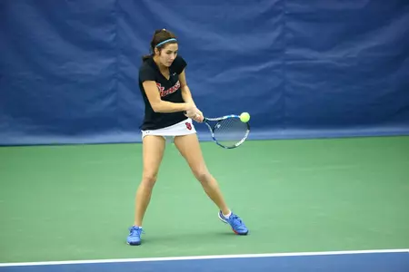 Junior Irina Preotescu picked up a singles victory in the 7-0 victory over FDU