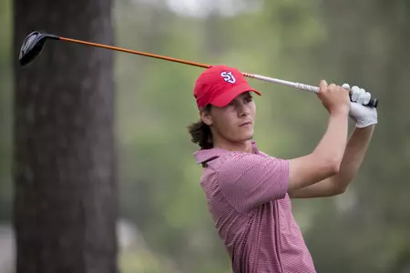 Freshman Gerald Mackedon during the first round of the BIG EAST Men's Golf Tournament on Sunday, April 30, 2017, in Callawassie Island, S.C. (BIG EAST/Photo by Stephen B. Morton)