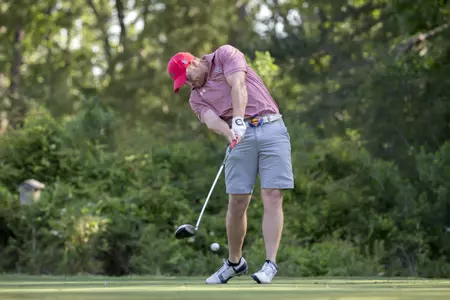 Ross Moore at the first round of the BIG EAST Men's Golf Tournament, Sunday, April 29, 2018, in Callawassie Island, S.C. (BIG EAST/Photo by Stephen B. Morton