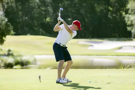 Austin Briggs at the second round of the BIG EAST Men's Golf Tournament, Monday, April 30, 2018, in Callawassie Island, S.C. (BIG EAST/Photo by Stephen B. Morton)