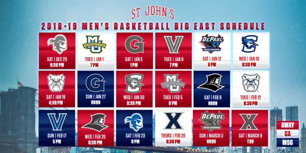 2018-19 St. John's Men's Basketball Schedule