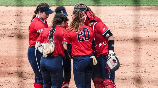 Softball Huddle at Villanova