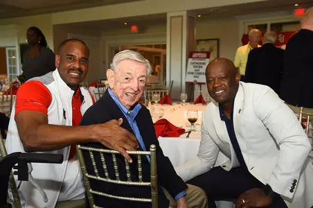 Jayson Williams, Lou Carnesecca and Mike Anderson at the 2021 Carnesecca Golf Classic