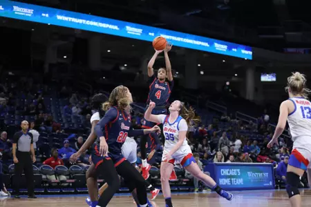 Jayla Everett led the Red Storm with 24 points in a 81-72 victory of the DePaul Blue Demons on Saturday afternoon in WinTrust Arena.