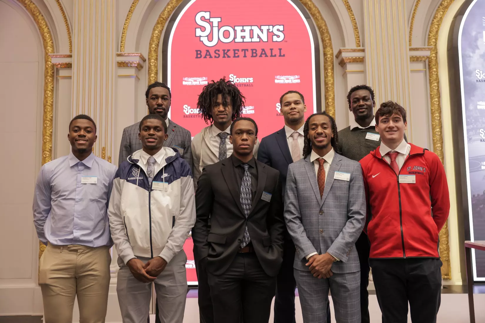 The St. John's men's basketball team rings The Opening Bell at the New York Stock Exchange on Tuesday.